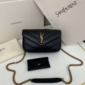 YSL Loulou medium in Matelassé Lambskin Black