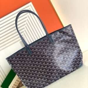 Goyard Navy Blue Goyardine Coated Canvas and Leather Saint Louis PM Tote