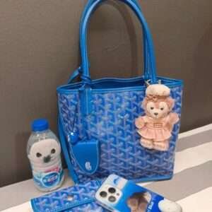 Goyard mini anjou bag blue leather