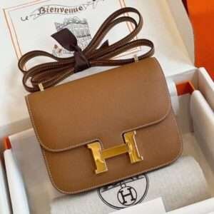 Hermes Constance Bag Epsom Gold Brown Handbag 19cm