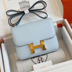 Hermes Constance Bag Epsom Gold Light Blue Handbags 19cm