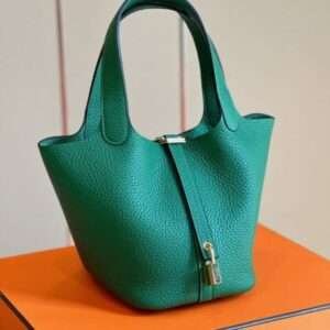 Hermes Picotin 18 Togo Green Lock Silver 18cm