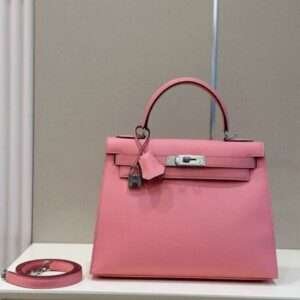 Hermes Kelly Da Epsom Woman’s Pink Lock Silver 28cm
