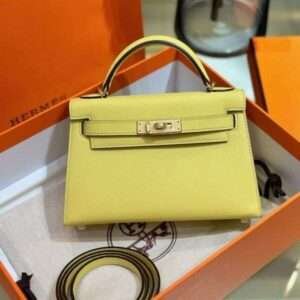 Hermes Kelly Mini Woman’s Light Green Handbags 20cm