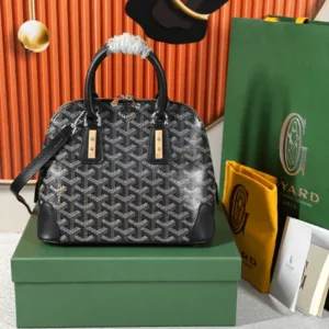 Goyard Alma Vedome Black With Fabric Wrapped Leather Strap 24cm