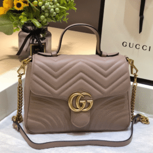 Gucci Marmont Top Handle Handbag with Gold Buckle 27cm