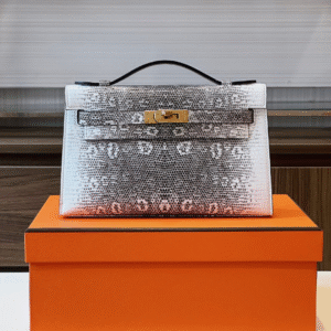 Hermes Constance Omber Lizard With Lock Gold Woman Handbags 22cm