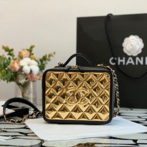 Chanel Vanity Case Black Yellow Replica 1:1 Box Form Handbags 19cm