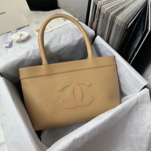 Chanel Vintage Classic Like Auth Handbags Lock Gold Nude 30x21x8cm