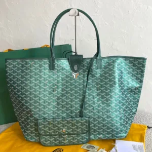 Goyard Green Goyardine Coated Canvas and Leather Saint Louis GM Tote