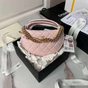 Chanel mini gold chain bag, light pink CN628