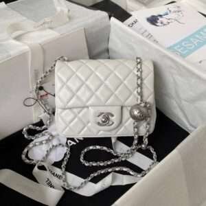 Chanel Mini Silver 22 White Calfskin