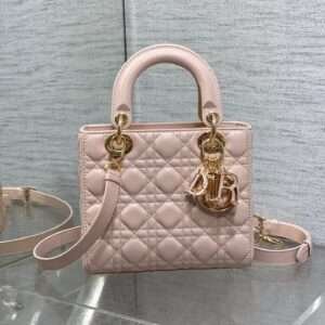 DIOR LADY MINI BAG 20 IN LIGHT PINK LAMBSKIN