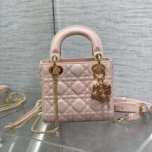 DIOR LADY MINI BAG 17 IN LIGHT PINK LAMBSKIN