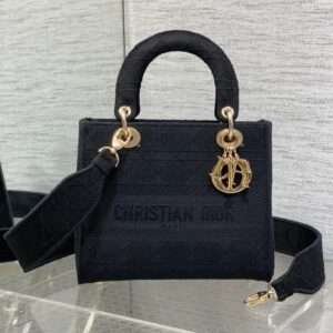 DIOR SMALL 24 LADY BAG IN BLACK CANVAS